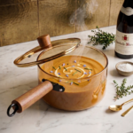 Borosilicate Glass Saucepan with Lid & Wooden Handle | Heat Resistant Cooking Pot for Milk, Tea & Sauce - Image 2