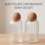 Glass Storage Jars with Cork Lid (Set of 2) | Ribbed Glass Containers for Dry Fruits, Spices & Kitchen Storage - Image 3