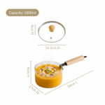 Borosilicate Glass Saucepan with Lid & Wooden Handle | Heat Resistant Cooking Pot for Milk, Tea & Sauce - Image 4